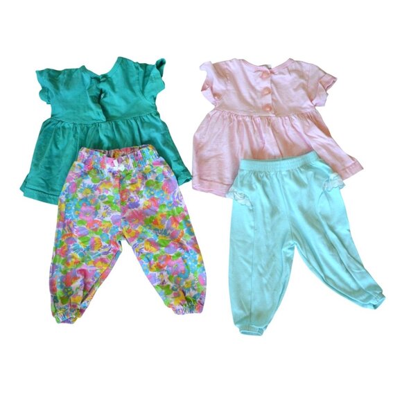 Vintage 90s Sprockets Baby Girl Outfits 4 Pieces Size 18 Months Pink Blue Floral - Picture 1 of 7